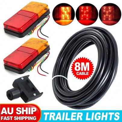2Pcs Trailer Lights Super Bright For Caravan Ute Pair Plug LED Tail Lamps Indicator Lamp 12V