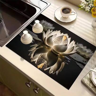 1片吸水沥水垫，厨房装饰咖啡机垫，手工咖啡壶沥水垫，厨房地垫，餐桌垫，厨房台面碗碟沥水垫，早餐垫，防滑耐热沥水垫，硅藻土沥水垫，遮盖污渍，超强吸水厨房垫，易清洁碗碟架垫，适用于厨房、餐桌、咖啡店、酒吧、节日、派对、家居装饰、节日礼物
