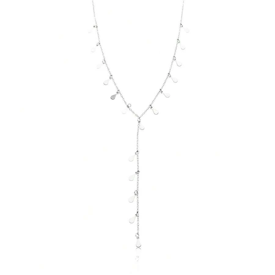 Necklace With Teardrop Pendant And Charm, Costume Jewelry, 18k Gold Or 925 Silver. - 銀色 - 查看 1