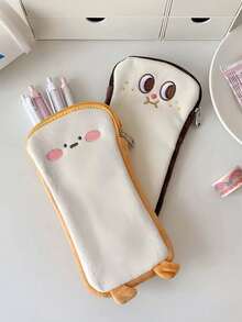 1个柔软毛绒吐司造型桌面收纳袋，扁平整理袋，可爱便携文具袋，铅笔盒，零钱包，卫生巾收纳袋 - 麵包筆袋 - 查看 1