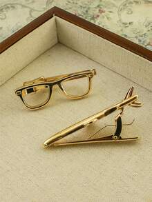 1pc Punk Style Personalized Gold-Tone Tie Clip, Suitable For Men's Formal Occasions - Yellow Gold - View 4