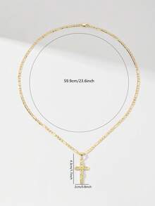 1件经典欧美风格铜质耶稣十字架吊坠项链，限量版，带护身符，适合圣诞节/感恩节/万圣节/母亲节/情人节送给情侣/朋友/信徒，天主教初领圣体礼物，日常及节日佩戴祈祷。 - 金黃色 - 查看 8