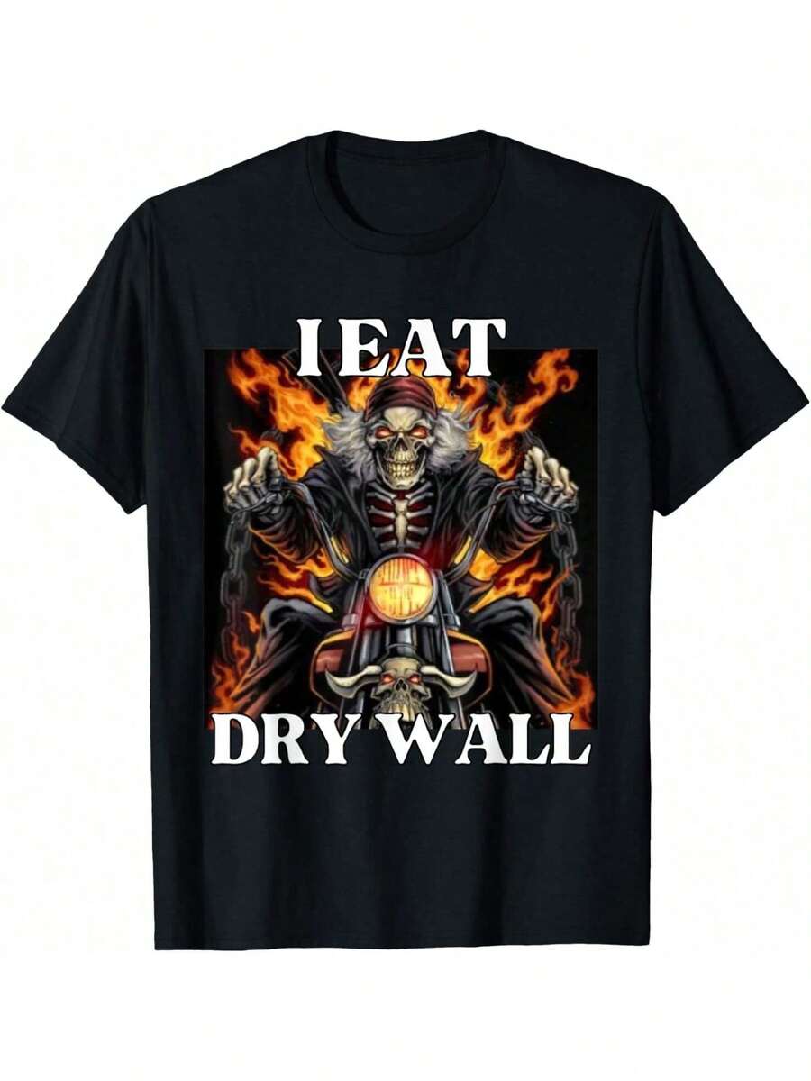 Men's Short Sleeve T-Shirt Funny T-Shirt For Men Me Asf Apple Funny Apple Face Meme Wapple T-Shirt Unisex Soft Fabric, Breathable, Comfortable Short Sleeve T-Shirts Perfect For Summer - I Eat Drywall Funny Skeleton Meme - View 1