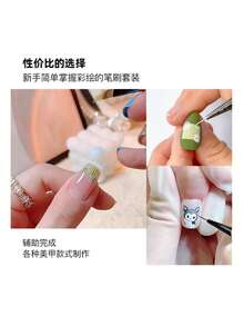 1 Set Nail Art Dotting Pen Kit, Nail Tools Polka Dot Pen, Nail Dotting Pen, Silicone Nail Art Pen Set Pink Handle Dotting Pen, Nail Art Dual-Head Silicone Pen Engraving Pen Gel Brush Nail Art Brush, Nail Art Tools Metal Rod Flower Line Drawing Pen Gold Nail Art Pen Set Striping Brush - Multicolor - View 9