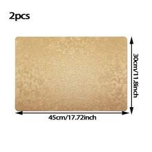 2/4/6pcs Gold Faux Leather Placemats, Embroidered Texture PVC Floral Pattern Raised Relief Placemats, 11.8inch*17.7inch Round Table Chinese/Western Style Heat Insulation Dining Table Mats - Multicolor - View 7