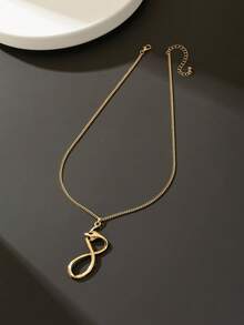 1件极简抽象镂空扭曲交缠蛇形合金吊坠项链，适合男士个性化穿搭和节日服饰。 - 金黃色 - 查看 4