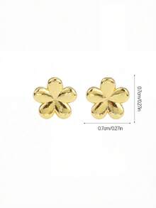 3pairs Sweet Beautiful Stylish Pave Zirconia Butterfly, Five-Pointed Star, Five-Petal Flower Stud Earrings For Street Party Dates Vacation Daily Wear Jewelry Accessory For Anniversary Valentine's Day Gift - Gold - View 5