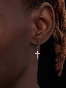 2pcs Minimalist 925 Sterling Silver 0.8ct Moissanite Cross Earrings, Suitable For Women's Daily Wear, Party, Valentine's Day, Mother's Day, Birthday, Wedding Anniversary, Women's Jewelry Gift - EH0011M - View 3