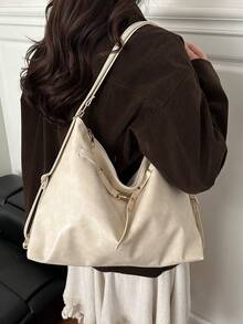 2026 New Casual Commuter Tote Bag For Women, Large Capacity One Shoulder Crossbody Bag, Retro Fashion Lightweight Backpack - White - View 2