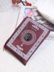 23.62英寸 x 39.37英寸 节日旅行祈祷垫，节日礼物，黑/绿/红三色朝圣垫，便携式涤纶祈祷毯，带指南针，防水节日祈祷垫，节日祈祷毯，便携式旅行野餐毯，防水面料带口袋，方便携带 - 彩色 - 查看 11