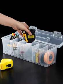 Caja de almacenamiento de herramientas transparente y portátil con múltiples compartimentos, organizador de accesorios como tornillos y llaves para el hogar, caja de clasificación de juguetes, contenedor de almacenamiento portátil con divisiones - Multicolor - Ver 2