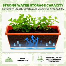 7 Pcs Window Box Planter, 43 Cm Rectangle Flower Box With Drainage Holes And Trays, Plastic Planters For Windowsill Patio Porch Garden Decor, Red - 7-piece Set - View 5