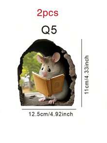 1个3D立体老鼠洞墙贴，可爱老鼠窥视设计，可移除PVC材质，适用于客厅、卧室、厨房、墙面装饰、房间装饰、家居装饰、圣诞装饰 - 彩色 - 查看 19