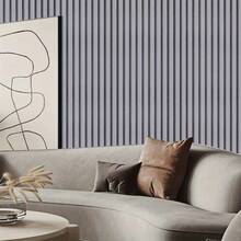 1 Roll Of Ins-Style Three-Dimensional Vertical Grain Wallpaper. Grille Light Gray Wood Stripe Wallpaper, Self-Adhesive, Waterproof, Oil-Resistant, Scratch-Resistant, Suitable For Multiple Scenes Such As Bedrooms, Kitchens, And Rental Houses. Vinyl Is Thick, Durable, And Easy To Match, Measuring 17.7inx39.3/118.1/196.8in - A - View 5