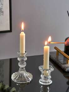 1 Pc/1 Set High-Transparency Glass Candle Holder, Modern Luxury Style Candle Holder. Suitable For Fireplace, Meditation, Ambient Lighting, Housewarming Gift, Birthday And Graduation Ceremonies, Ramadan Celebrations - one-size - View 8