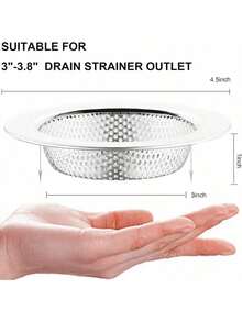 2Pcs Kitchen Sink Strainer Stainless Steel, Kitchen Sink Drain Strainer, Sink Strainers For Kitchen Sinks With Large Wide Rim 4.5" Diameter - Silver - View 4