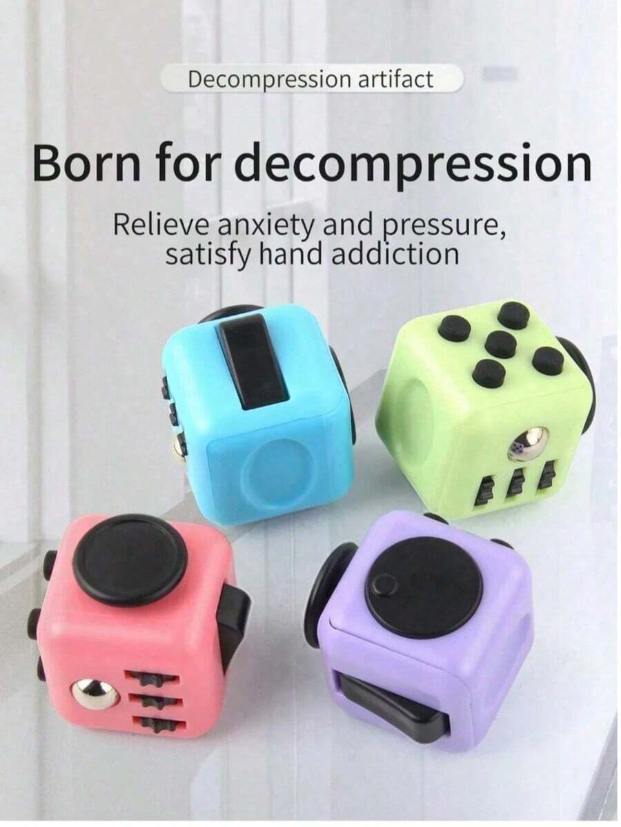 1pc/5pcs/10pcs Fidget Cube Stress Relief Toy| Hand Pinching Fidget Toy For Anxiety & Stress| Office, Travel & Sensory Play| Random Colors - 彩色 - 查看 1