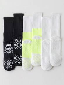 1双防滑点状抓地压缩足球袜，中筒防滑训练袜，透气专业比赛运动袜，加厚毛圈内衬，男女通用，秋季款 - 彩色 - 查看 6