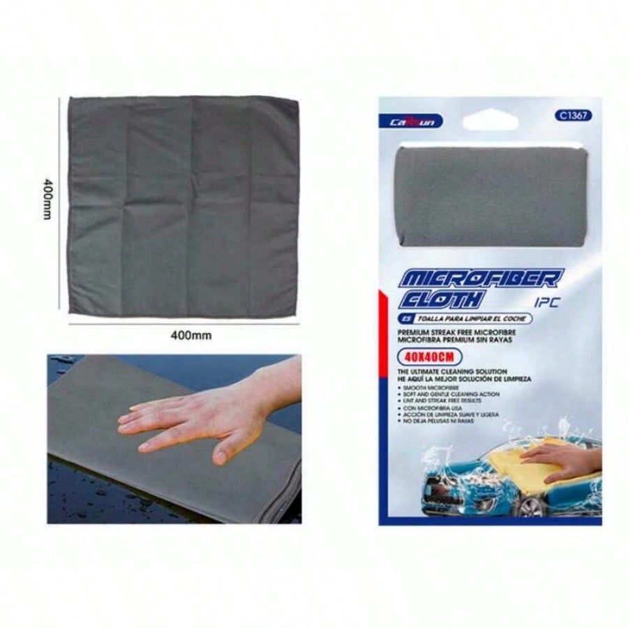 Paño de Microfibra Premium 40x40 cm C1367 - Tejido Polar Doble Cara Ultra Suave para Detallado de Auto y Hogar - 220g/m²