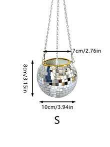 1pc Handmade Disco Style Self-Watering Plastic Desktop Planter Pot With Chain, Fashionable Home Decor - Flowerpot - View 9