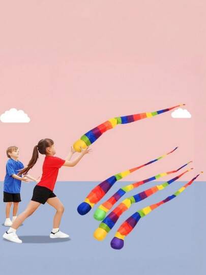 2pcs Rainbow Tail Foam Balls, Soft Colorful Toss And Catch Sports Comet Balls, Playground Toys For Indoor And Outdoor Play