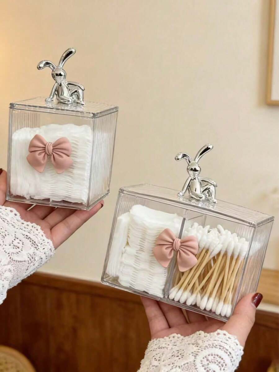 Large Capacity Makeup Storage Box With Lid, Dust-Proof, Waterproof, Moistureproof, Ideal For Storing Makeup Remover Pads, Small Items, Accessories, Suitable For Bathroom, Bedroom, Living Room, Office, Restroom And Various Scenarios