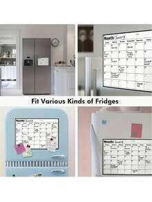 1个磁性冰箱白板留言板，包含可擦写软白板贴纸，月度厨房计划设计，适用于厨房、冰箱、家庭门上可书写留言板 - A - 查看 4
