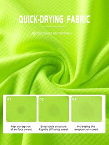 男士速干透气运动T恤，吸湿排汗轻便休闲跑步健身运动上衣（夏季款） - 青檸色 - 查看 5