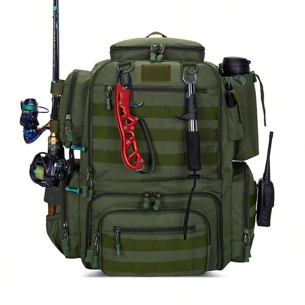 Men's Multifunctional Outdoor Backpack, Waterproof Hunting Fishing Bag, Camping Hiking Rucksack, Tackle Storage Gear Pack, Ideal For Summer Adventure Travel, Fathers Day Gifts, Birthday Present For Teens, Graduation Or Casual Sports Accessories