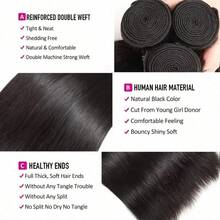 15A Bone Straight Bundles 28 30 32 Inch 3 Bundles Human Hair Bundle  Unprocessed Brazilian Virgin Hair 24 26 28 30 Inch 4 Bundles Human Hair Extensions For Women Natural Color - Natural Black - Xem 3