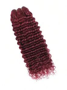 1束深波浪人发束，酒红色，99J#，未经加工的处女发，双层发片 - S99J - 查看 2
