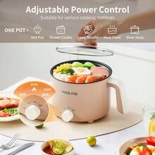 Hot Pot Electric: 1.5 L Portable Lazy Pot, Dual Power Regulation Ramen Cooker,Suitable For Ramen, Soup, Noodles, Oatmeal Non-Stick Pan, Dorm,Office Must Have Multi Shabu Shabu Pot - 美規B型插(110-127V) - 查看 2