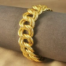 1pc Fashionable Luxury 24K Gold Plated Cuban Link Bracelet For Men And Women, Suitable For Daily Gatherings, Parties, And As A Jewelry Gift - Yellow Gold - View 4