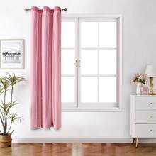 1pc Hollow Star Sheer Curtain, Polyester Lace Double Layer Curtain, Darkening Curtain For Living Room Bedroom, Cute Style - Coral Pink - View 31