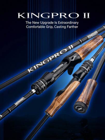  1pc KINGDOM KINGPRO II 1.8m/1.98m Length, 2-Piece, F Action L/ML Spinning Rod, Suitable For Freshwater/Saltwater Bass, Snakehead, Trout, Comfortable Grip