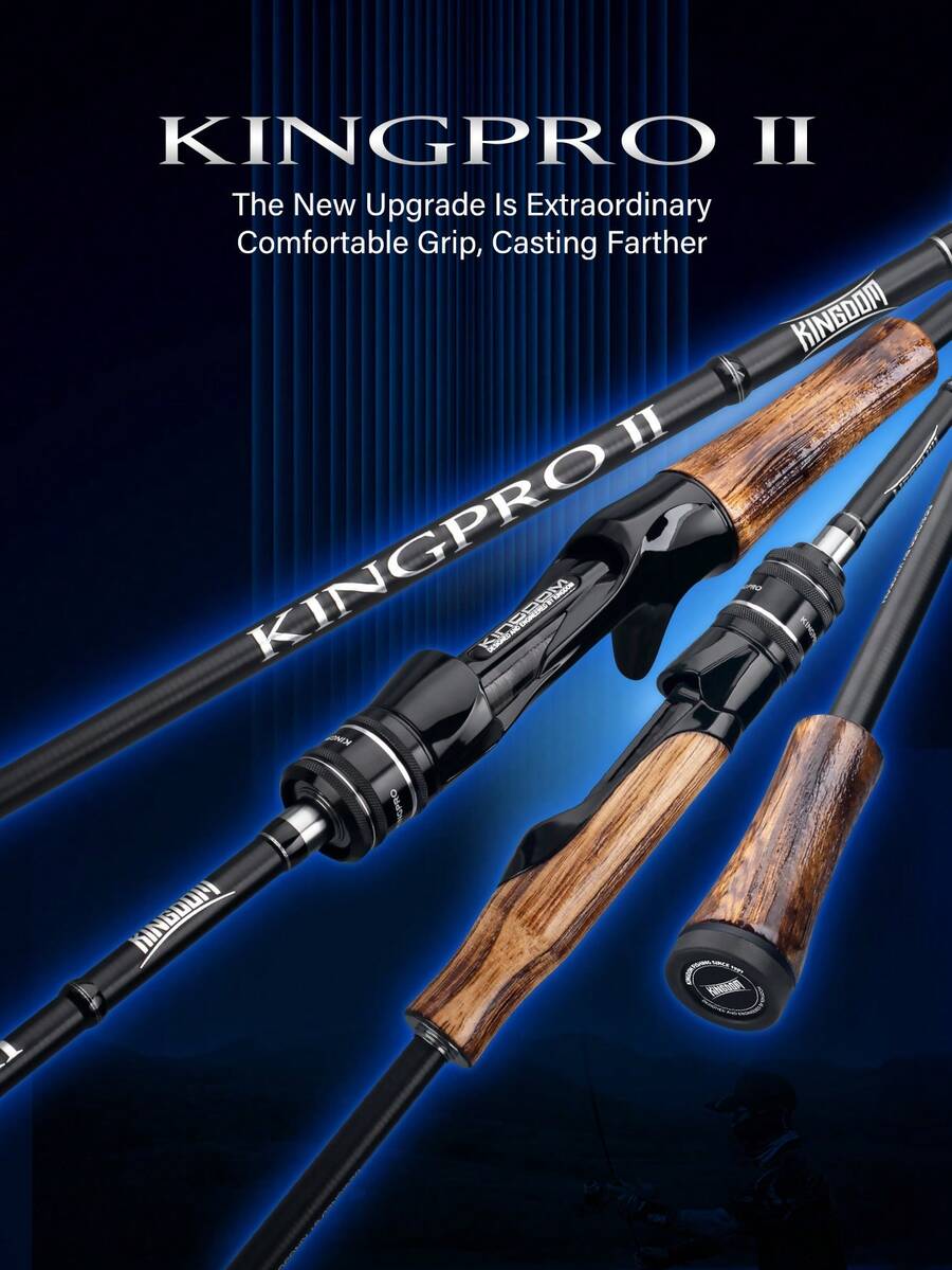 1pc KINGDOM KINGPRO II 1.8m/1.98m Length, 2-Piece, F Action L/ML Spinning Rod, Suitable For Freshwater/Saltwater Bass, Snakehead, Trout, Comfortable Grip