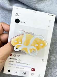 1pc INS Bow Acrylic Resin Phone Holder, Foldable Portable Air Cushion Phone Stand - Multicolor - View 2