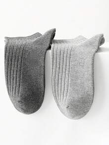 5 Pairs Unisex Solid Color & Striped Business Casual Breathable Short Socks, Versatile For Summer - Multicolor - View 3