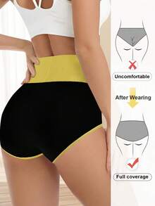 QUASTI 5-Pack Of Women's High-Waisted Plus-Size Underwear, Made Of Skin-Friendly Cotton Fabric, Moisture-Wicking And Breathable, Providing Full Coverage Of The Hips, Color Blocking, And Comfortable Wear. - 彩色 - 查看 3
