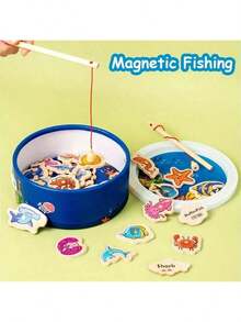 1 Set de Juguete de Pesca de Letras de Madera - Juego Educativo con Tema de Vida Marina de Dibujos Animados, Cultivar Habilidades Cognitivas, Juego Interactivo Padres-Hijos, Adecuado para Regalos de Navidad, Acción de Gracias, Pascua, Cumpleaños, Patrones de Peces Aleatorios - Multicolor - Ver 5