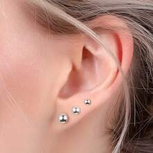 8 Pairs Tiny Flat Back Earrings For Women Men Stainless Steel Stud Earrings Hypoallergenic Cubic Zirconia Studs Ball Earrings Stud Cartilage Earrings 2mm 3mm 4mm - Multicolor - View 11