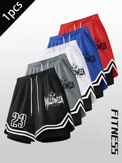 男士夏季休闲时尚二合一短裤，户外篮球运动情侣短裤