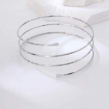 Women's Adjustable Arm Bracelet, Minimalist Style, Wrapped, Modern And Elegant Design For Summer And Party Looks - Plateado - Ver 5