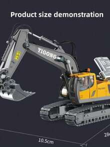 1:24 Excavadora con Control remoto para niños, 5channel vehículo de ingeniería de 2,4G, juguetes de coche, camión volquete, regalos de cumpleaños y Navidad - Multicolor - Ver 4
