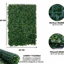 5pz Muro Verde Follaje Artificial Sintentico 60x40 Cm - Verde - Ver 2