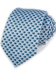 Exclusive Design Luxury Men's Digital Print Tie - Navy Blue With White And Beige Geometric Pattern, Super Fine Fiber, Woven Texture, Suitable For Thanksgiving, Father's Day And Campus Events - Multicolor - View 17