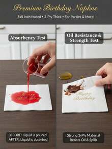 40张/包一次性纸巾（带生日标语），简约标语图案一次性纸巾，适合生日派对和圣诞节场合。