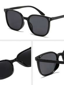 2pcs Women's Large Frame Black Leopard Print Plastic Glasses Sets, Fashion Outdoor Summer Beach Travel Party Accessories - 2pcs 黑白豹紋組合 - 查看 5