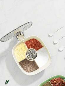 1pc 4-Grid Kitchen Seasoning Box, Household Condiment Jar Set, Integrated Spice, Salt, Sugar Storage Containers - Multicolor - View 8