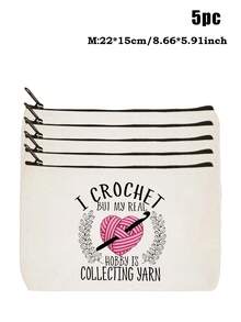 Crochet Is My Therapy' Printed Storage Bag, Knitting Lovers Zipper Pouch, Casual Yarn & Supplies Storage Bag, Ideal For Cosmetics & Toiletries - Multicolor - View 26